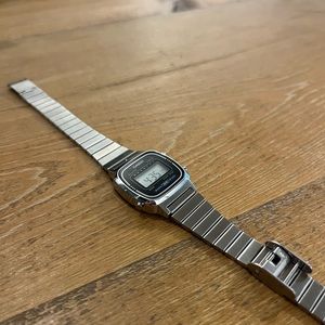 Casio Ladies Black Silver Steel Band (Women’s LA670WA - 1 Daily Alarm Digital)